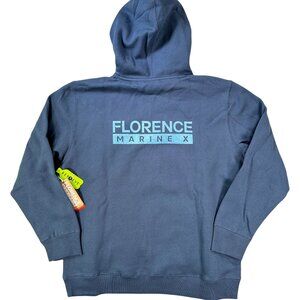 Florence Marine X Burgee Hoodie Slate Blue Organic Cotton Mens Surf Outdoors